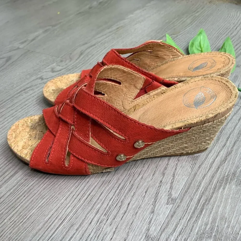 Nurture burnt orange leather espadrille wedges